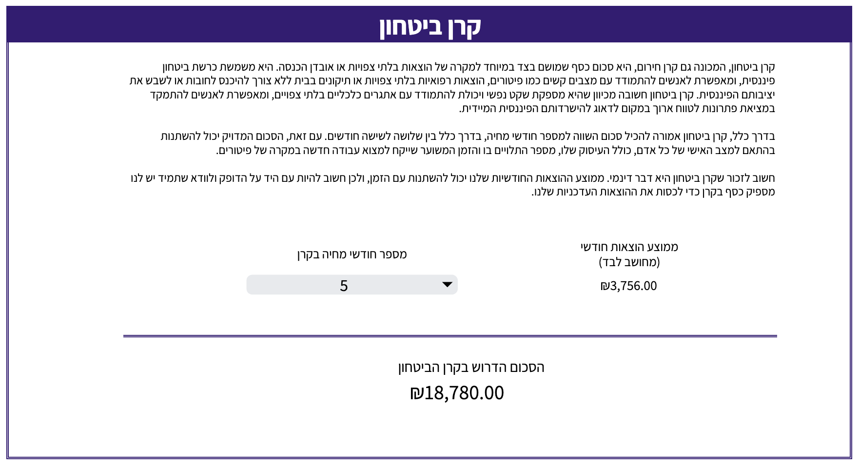 מחשבון קרן ביטחון